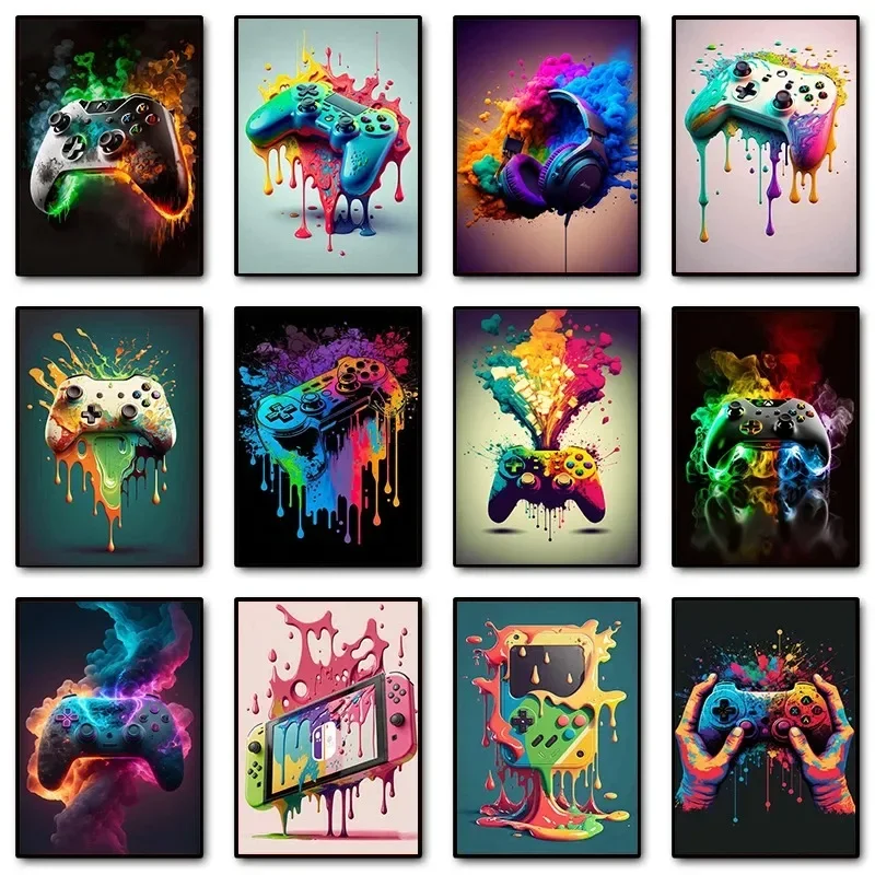 Gaming Accessories For Bedroom - Affiches murales colorées Pop Art pour